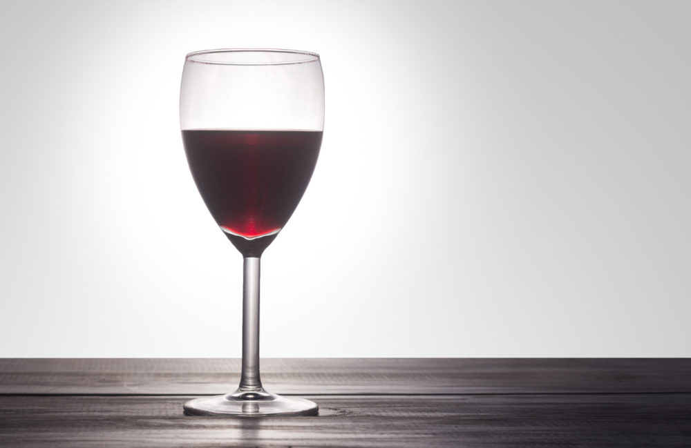 A glass of red wine