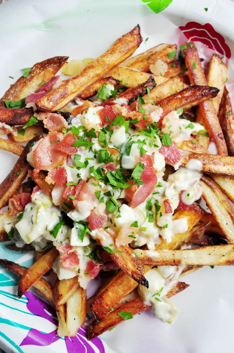 Baked French Fries with Chowder and Bacon