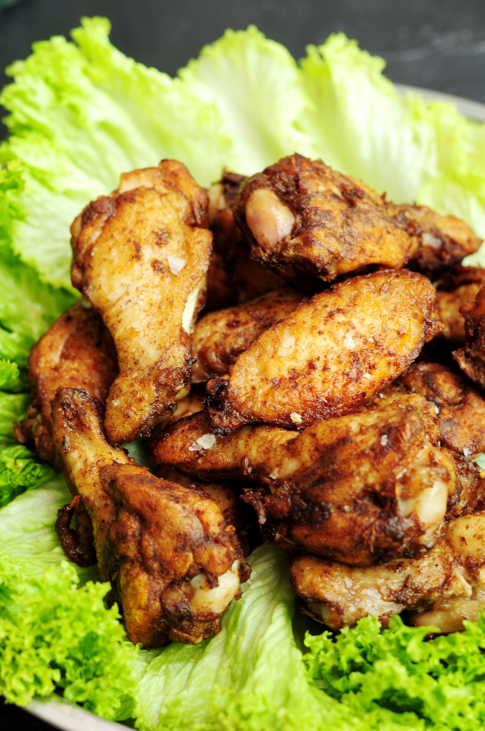 Sous Vide Chicken Wings on A Bed of Lettuce