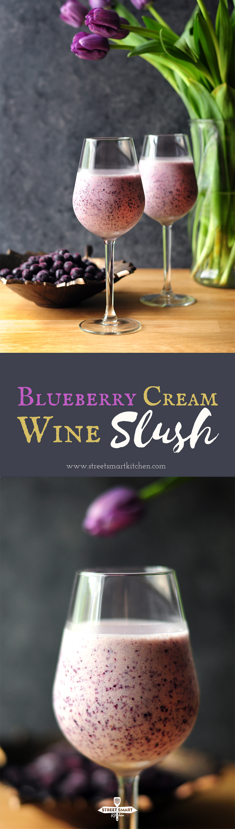 When blueberry meets vanilla ice cream, it’s good. When blueberry meets vanilla ice cream and crisp white wine, it’s even better. Spoil yourself with this fun blueberry cream wine slush in the holiday or anytime you like because it takes pretty much no time to make.