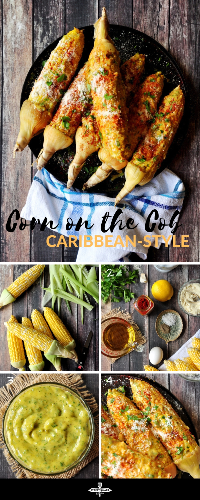 Roasted corn on the cob coated w/ homemade aioli, paprika, Parmesan cheese and parsley, this Caribbean-style corn will change the way you eat corn forever.