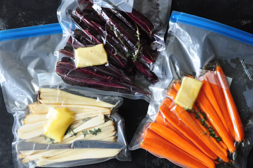 Suos vide carrots prep - how to bag the carrots for sous vide