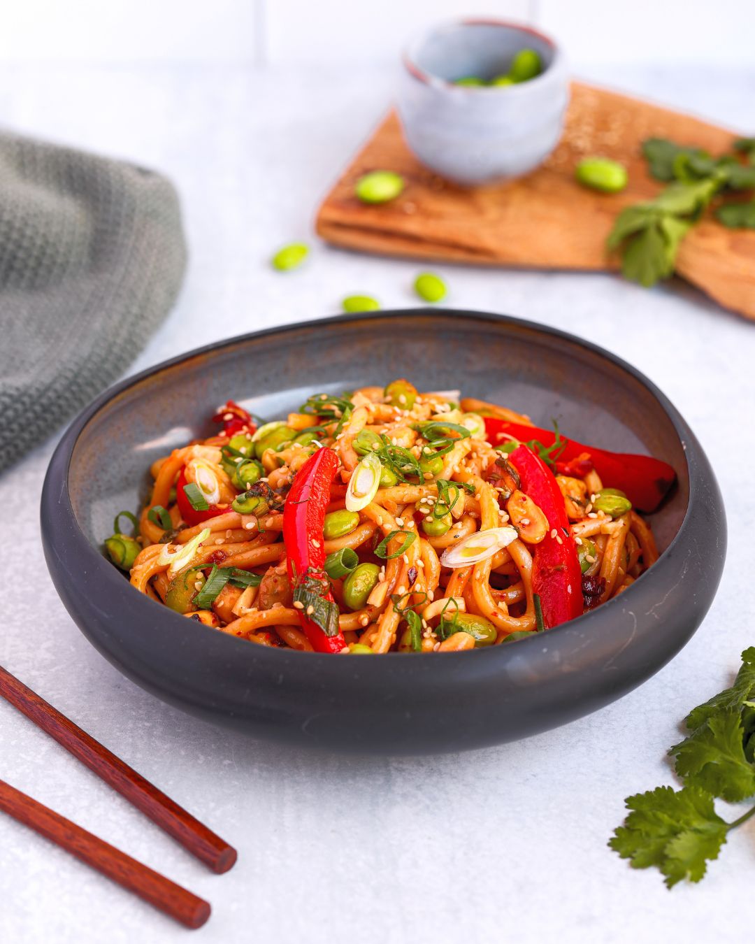 These chili garlic noodles make a quick and addictive meal that's gluten-free and vegan. Ready in 15 minutes.