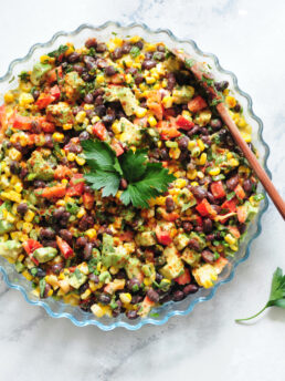 Corn and Black Bean Salad with Garlic Lemon Aioli