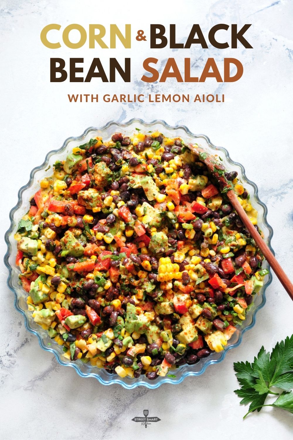 Corn and Black Bean Salad with Garlic Lemon Aioli