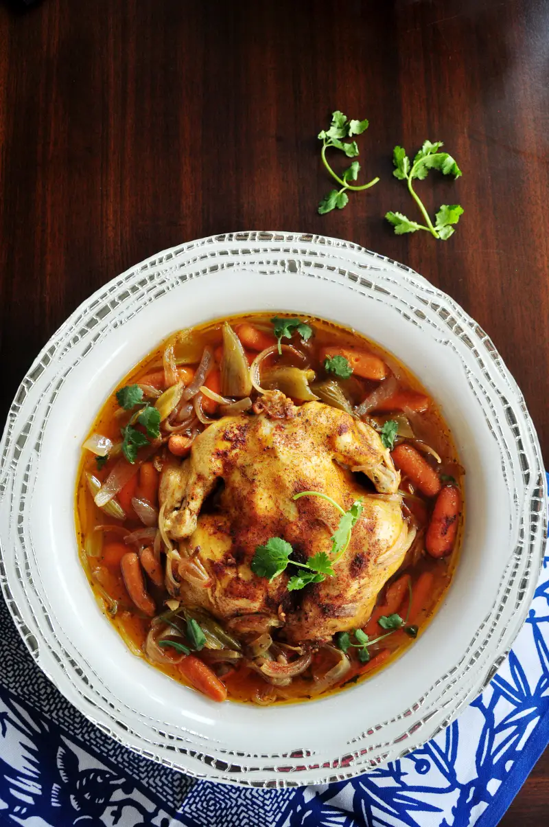 Juicy and tender, this crockpot whole chicken recipe over-delivers on flavor and only requires 10 minutes of hands-on time. Ideal for holidays or casual weeknights.