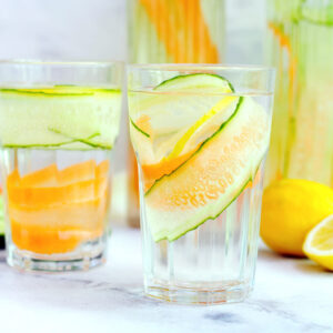 Cucumber Lemon Water with Carrots and Celery