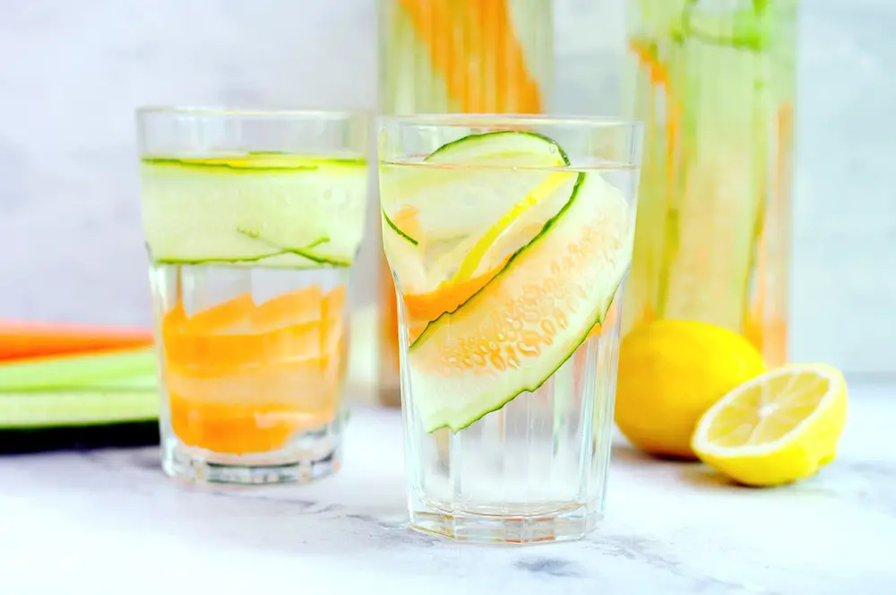 Cucumber Lemon Water with Carrots and Celery