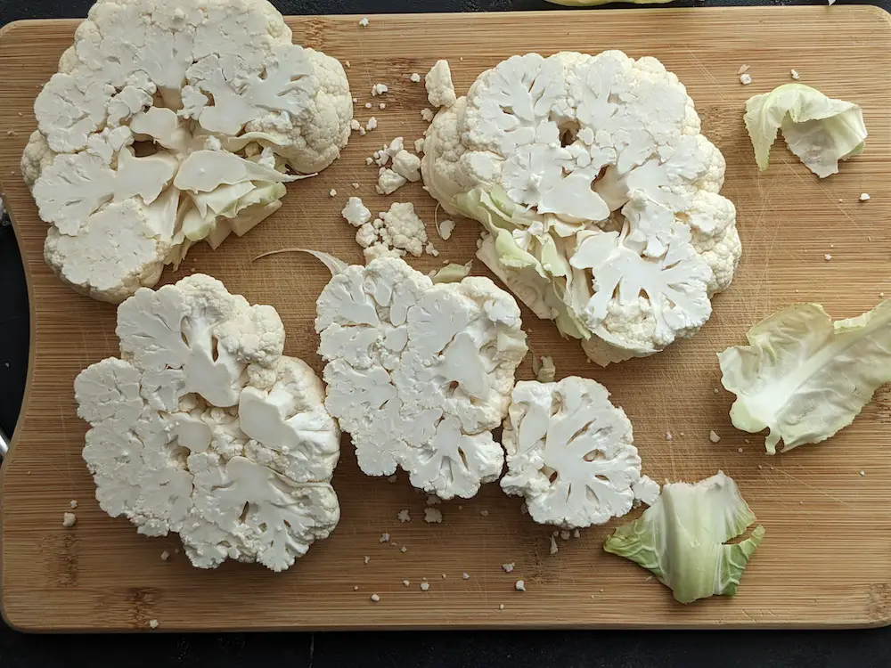 Cut cauliflower into steaks