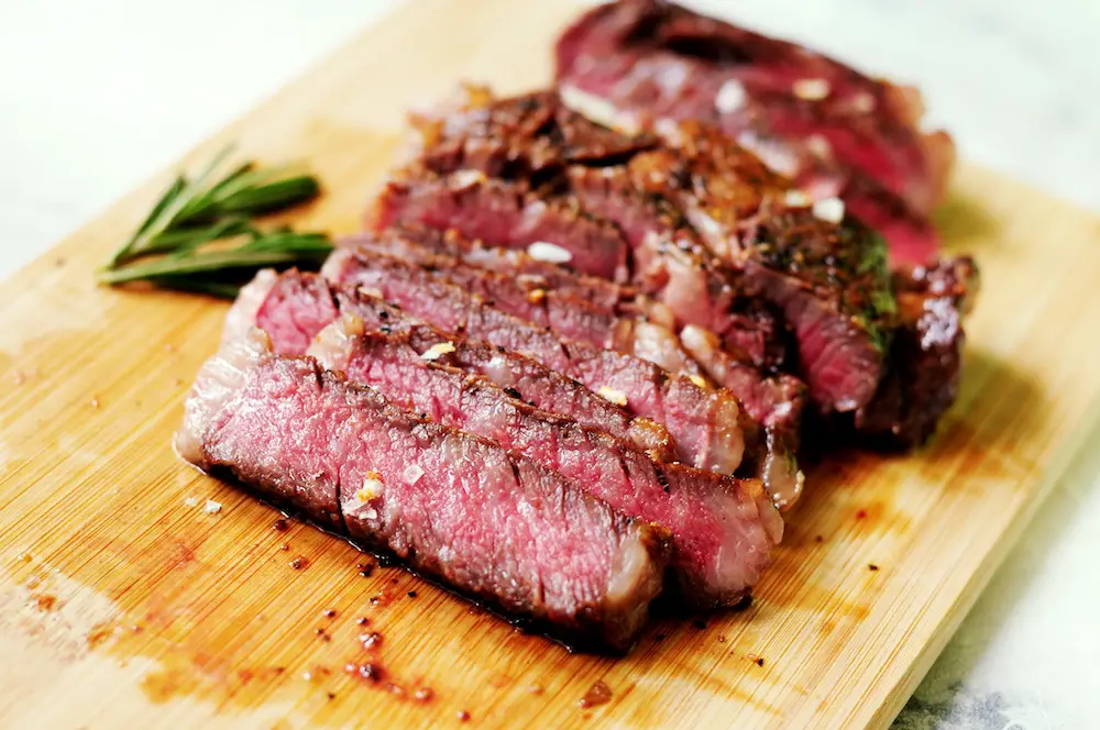 Sliced sous vide frozen steak