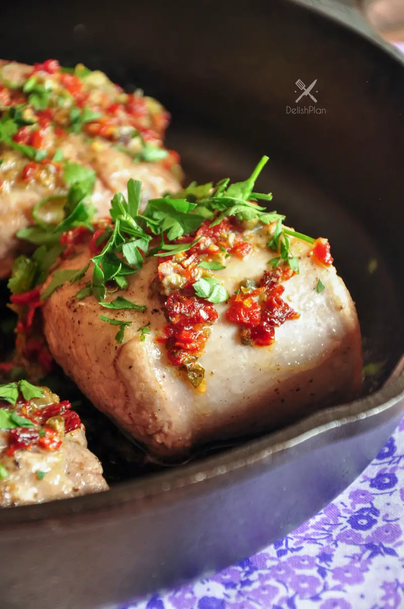 Pork Tenderloin with Sun-Dried Tomatoes & Capers