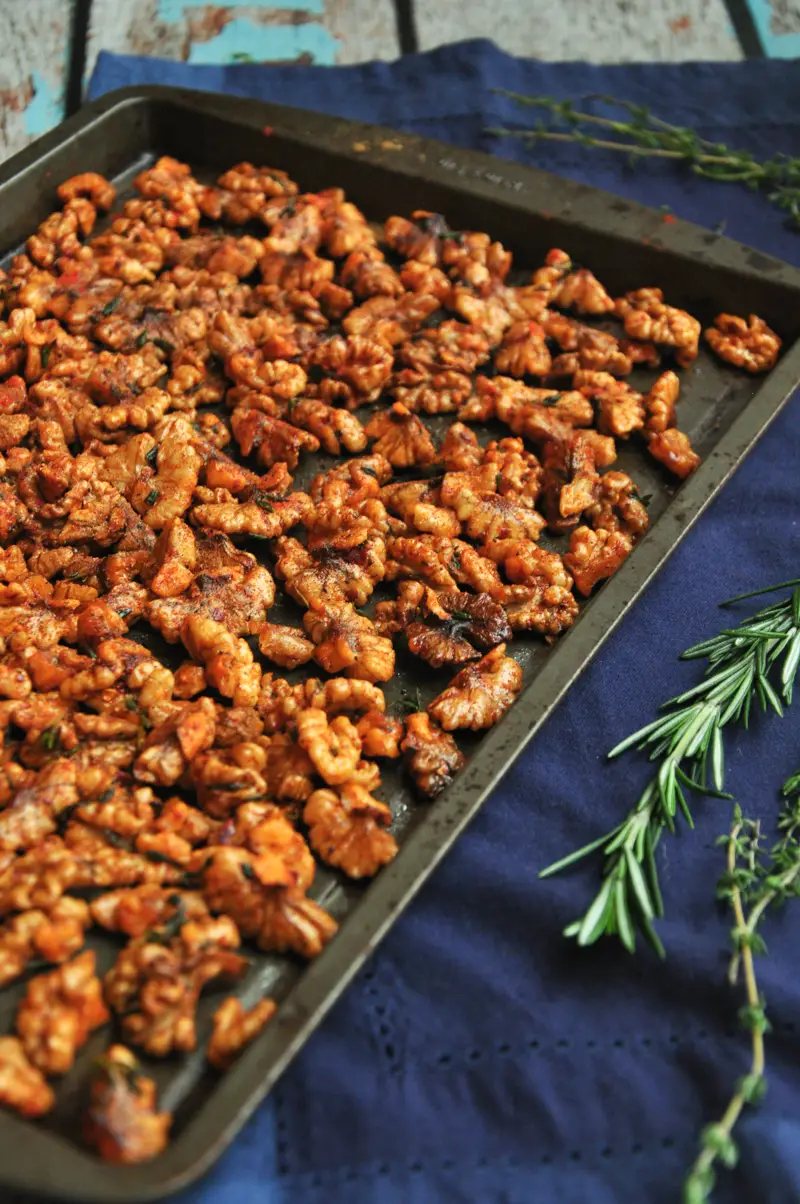 100% vegan and gluten free, these Roasted Spiced Walnuts are one of the easiest, tastiest, and most versatile things you can make at home.