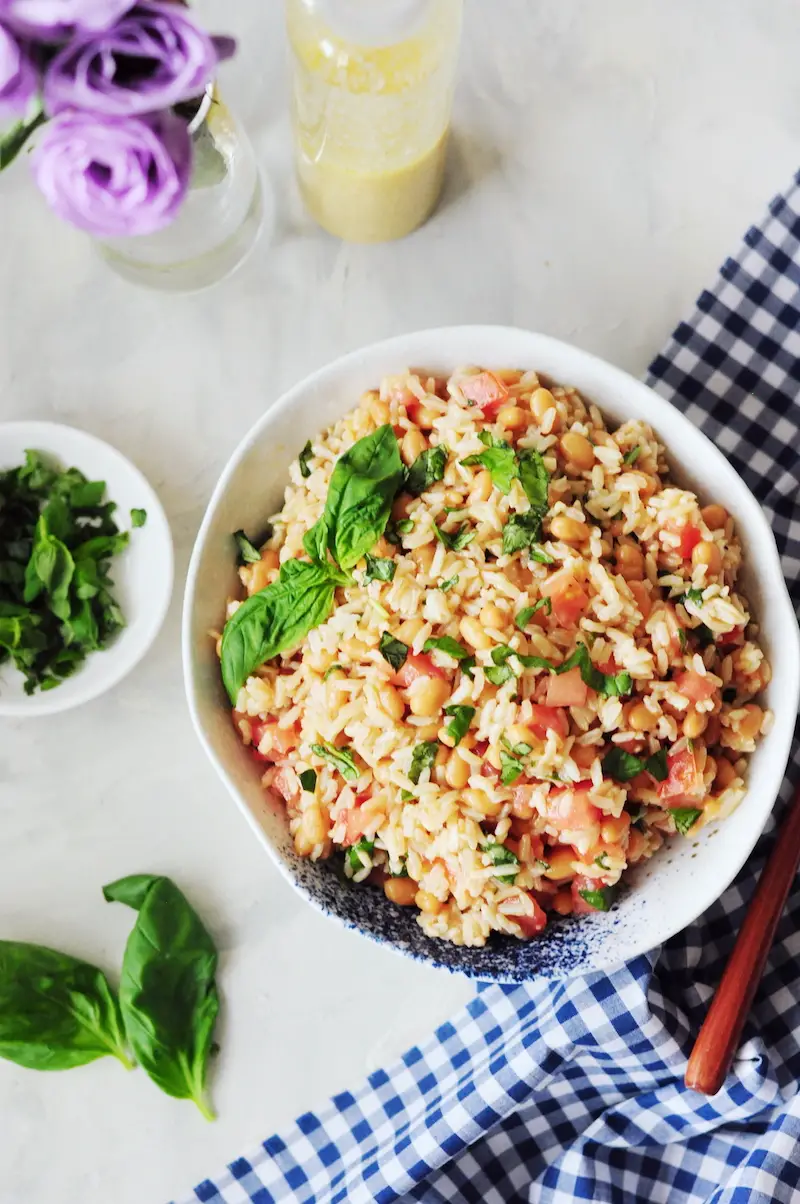 Use your leftover rice to make this light and refreshing beans and rice side dish. It's protein-packed, gluten-free, and ready in ten minutes.