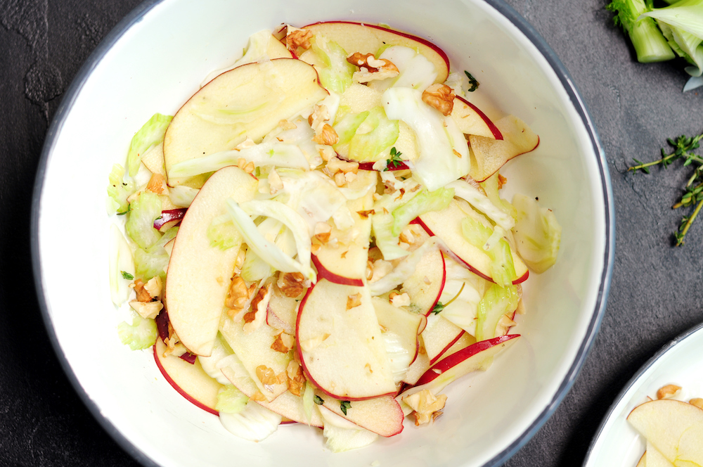 Crunchy Fennel Apple Salad with Honey Vinaigrette and Walnuts