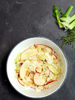 This fennel apple salad is a gluten-free and vegan-friendly healthy side dish that takes only 10 minutes to whip up. So crunchy and yummy!