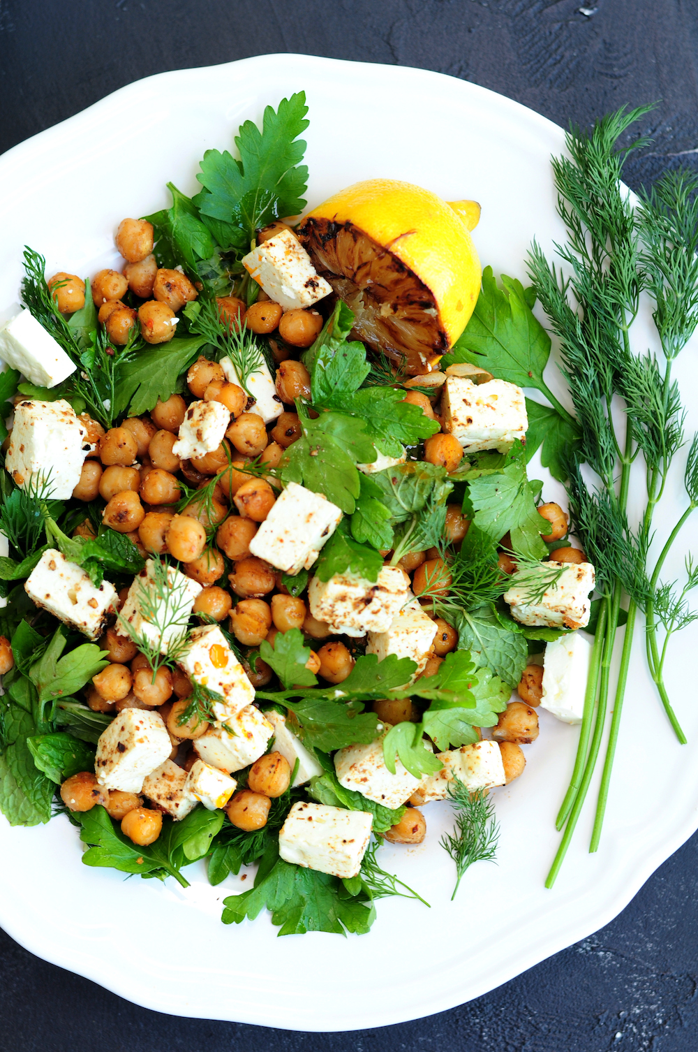 Fresh Herb Salad With Feta, Toasted Chickpeas, and Warming Spices