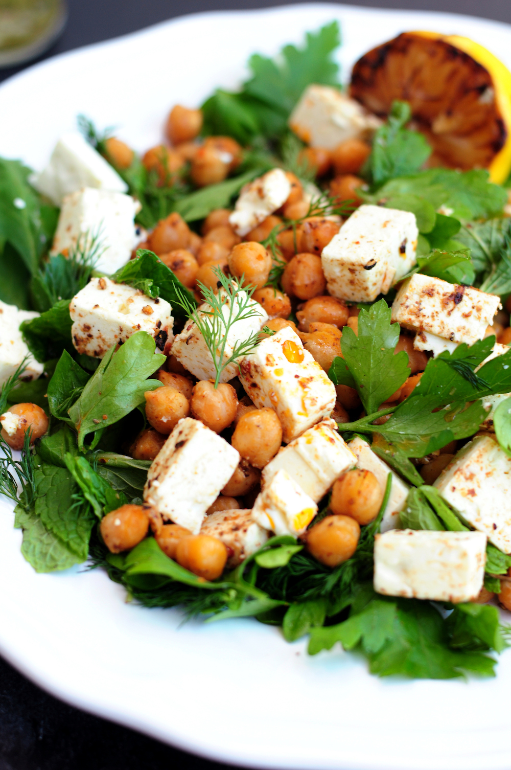 Fresh Herb Salad With Feta, Toasted Chickpeas, and Warming Spices