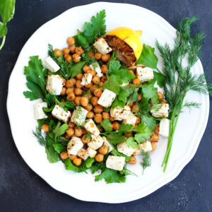 Fresh Herb Salad With Feta, Toasted Chickpeas, and Warming Spices