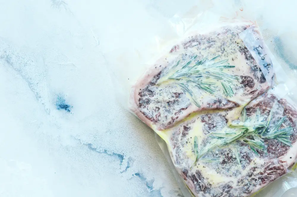 Frozen steak for sous vide