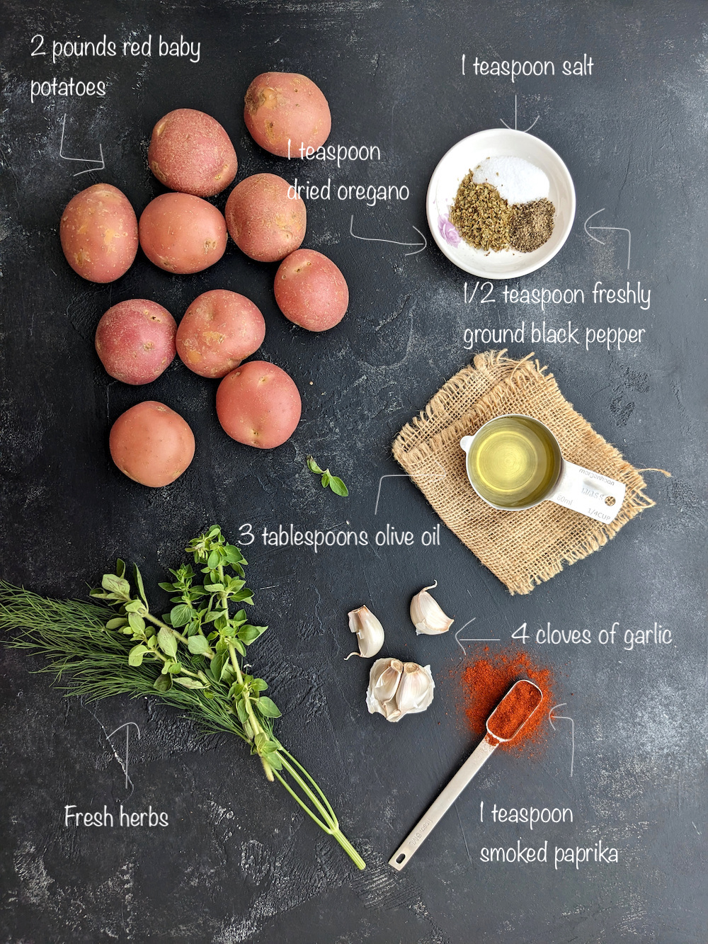 Ingredients for Garlic Paprika Sous Vide Potatoes 