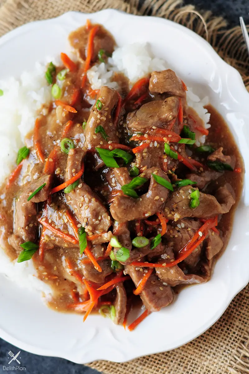 Mongolian beef recipe made gluten free in a slow cooker! This is a perfect recipe for slow cooker beginners or for those who just want a simple dump meal.