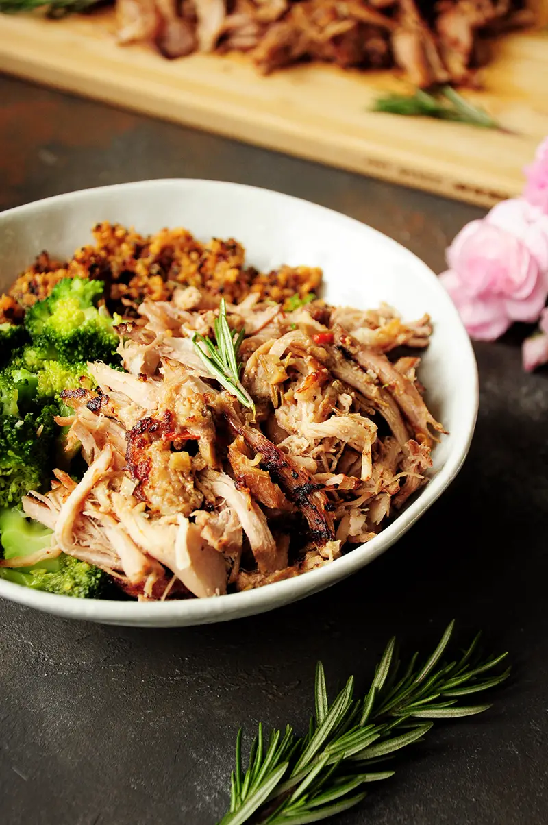 Sous vide pork shoulder cooked to fork tender without babysitting. This pulled pork recipe makes any main dish hearty, flavorful, and satisfying.