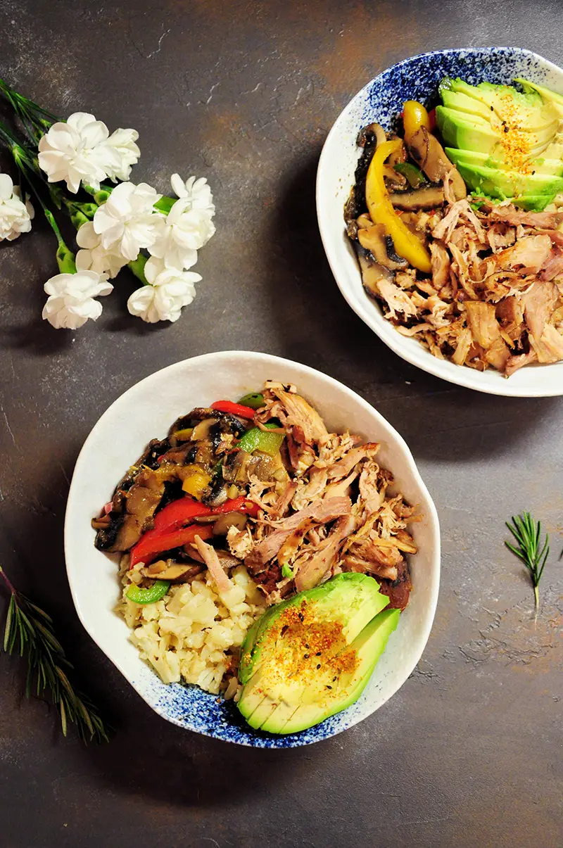 Cauliflower Rice Bowl with Sous Vide Pork Shoulder