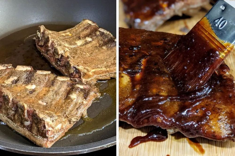 How to Sous Vide Baby Back Ribs Step 5: Finish the ribs on the stove. 