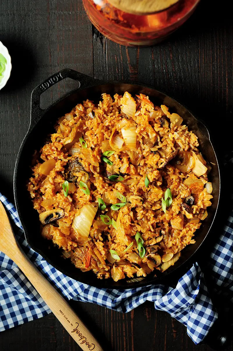 This Kimchi fried rice is an easy and delicious dinner you can wrap up in just 30 minutes. It can be easily adapted to suit your family's taste.