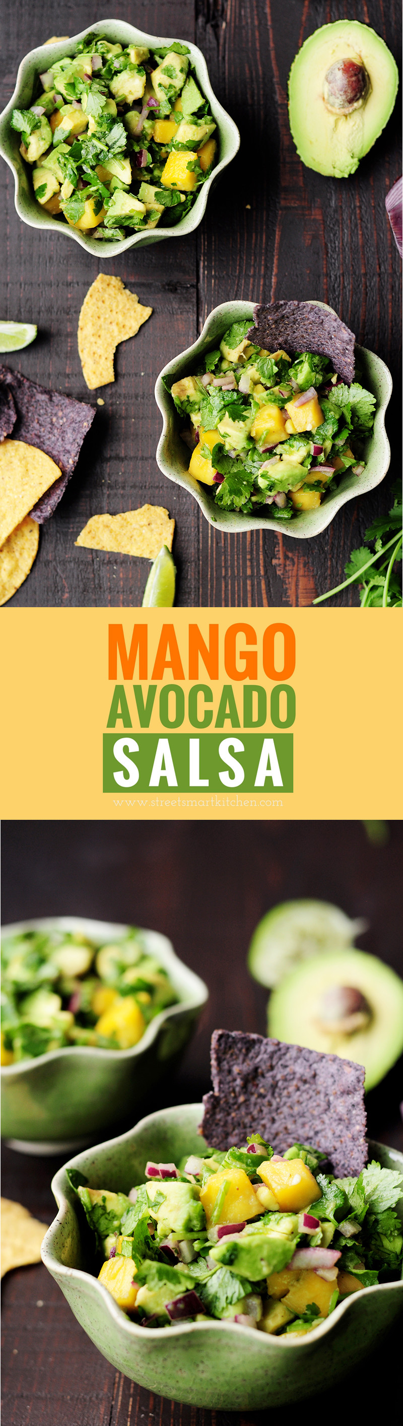 Refreshingly tasty mango avocado salsa that's a crowd-pleasing snack or appetizer with tortilla chips and it's amazing as a topping for seafood.