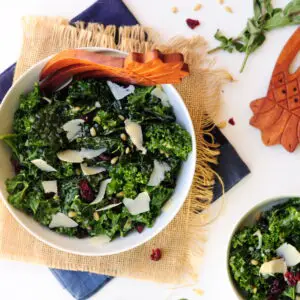 Massaged Kale Salad with Pine Nuts and Dried Cranberries