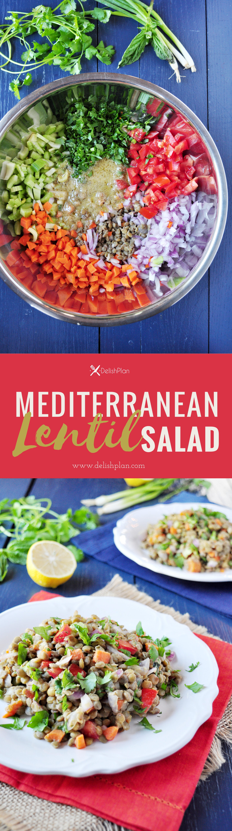 This is a delicious lentil salad that's wonderful when served as a side as well as nutritiously satisfying when served as a main.