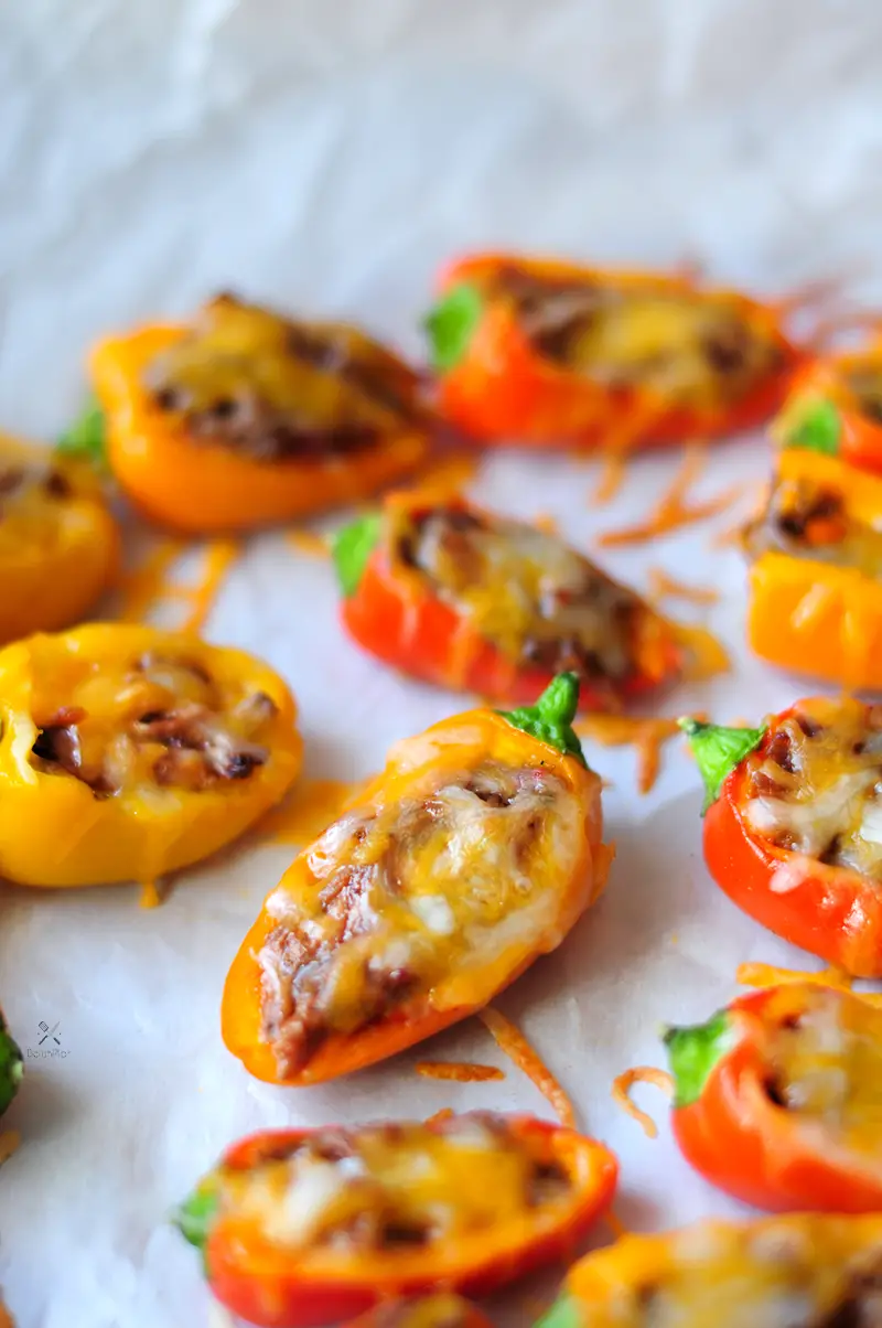 Colorful bites full of flavor. These stuffed peppers make an ideal snack for the family or a get-together as a pretty finger food everyone can dip and eat!