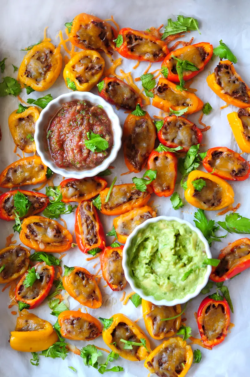 Colorful bites full of flavor. These stuffed peppers make an ideal snack for the family or a get-together as a pretty finger food everyone can dip and eat!