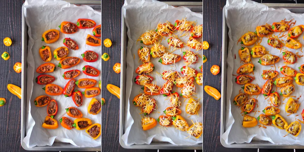 Colorful bites full of flavor. These stuffed peppers make an ideal snack for the family or a get-together as a pretty finger food everyone can dip and eat!