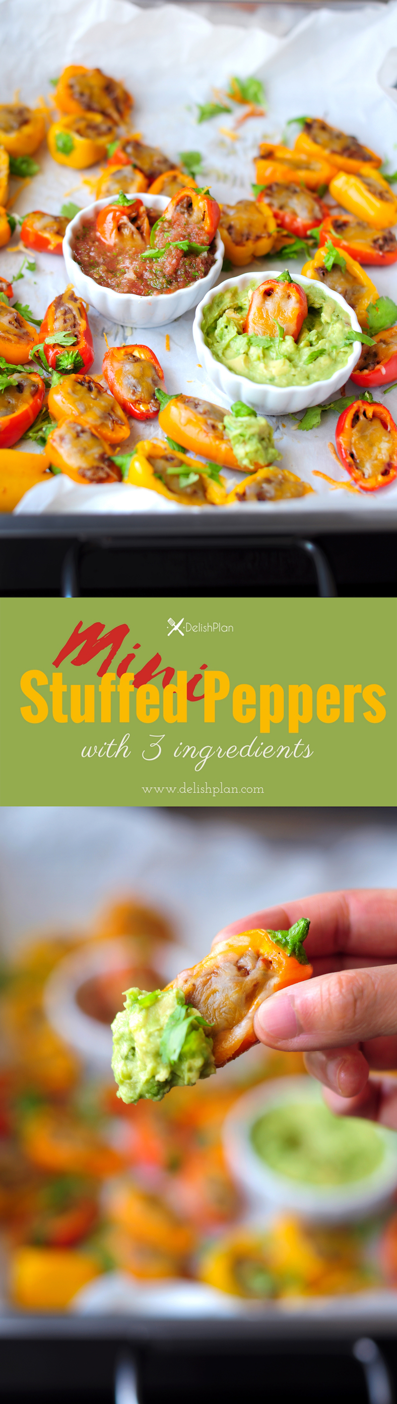 Colorful bites full of flavor. These stuffed peppers make an ideal snack for the family or a get-together as a pretty finger food everyone can dip and eat!