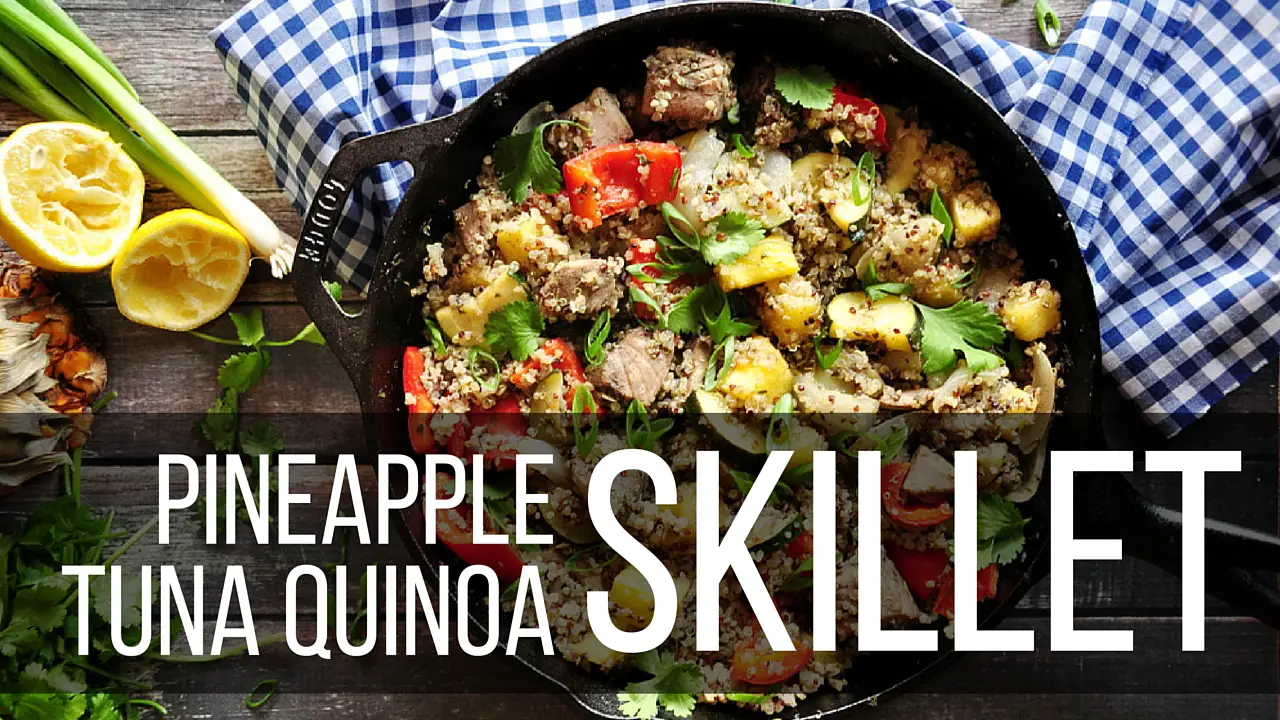 This Pineapple Tuna Quinoa Skillet offers amazing flavor, delightful colors, and high health points all in one skillet!