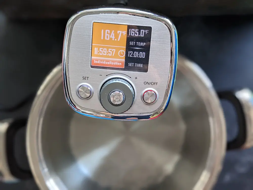 Preheat water with KitchenBoss G320 Sous Vide Cooker
