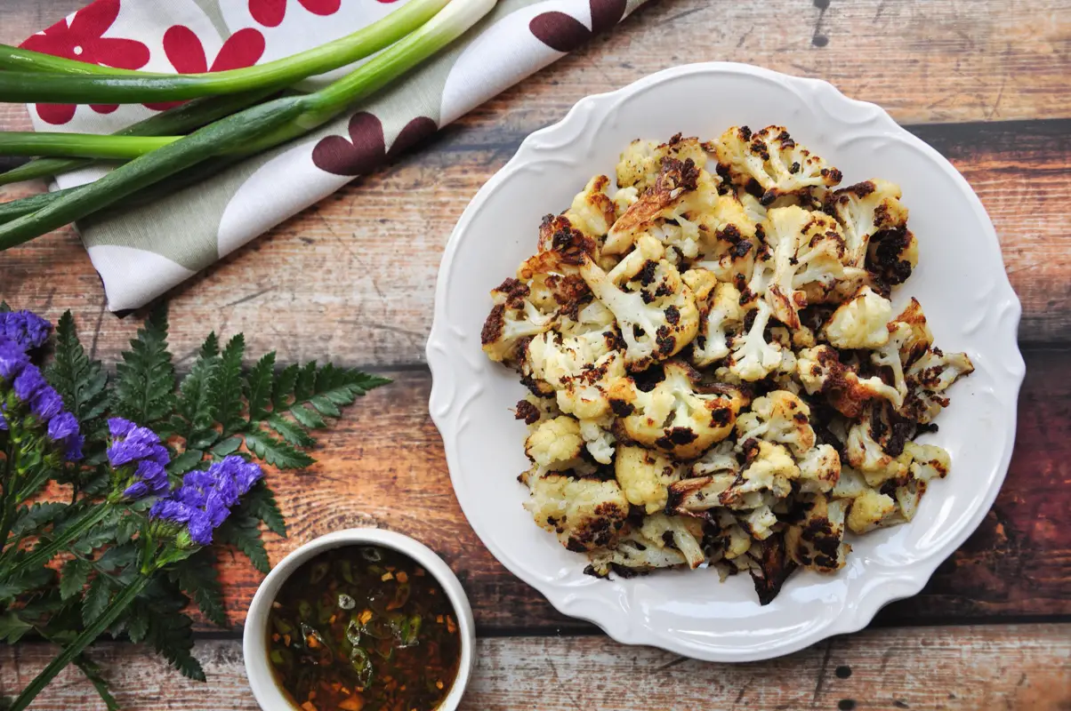 Roasted Asian Cauliflower with Soy-Ginger Sauce-5