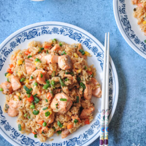 Salmon Fried Rice With Green Onions