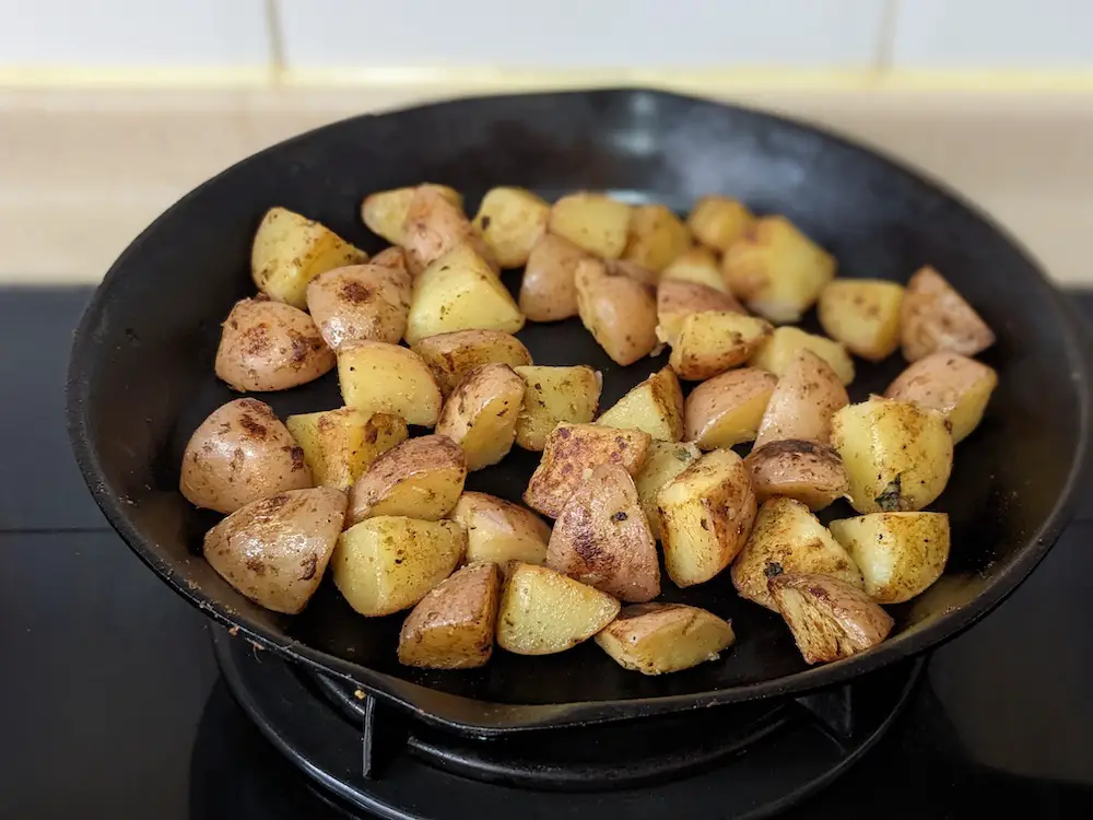 Sear the potatoes