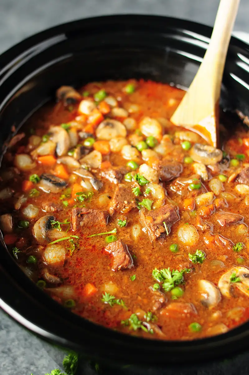 For a weeknight meal, this savory and scrumptious beef burgundy can be easily put together in a slow cooker to simplify the process!