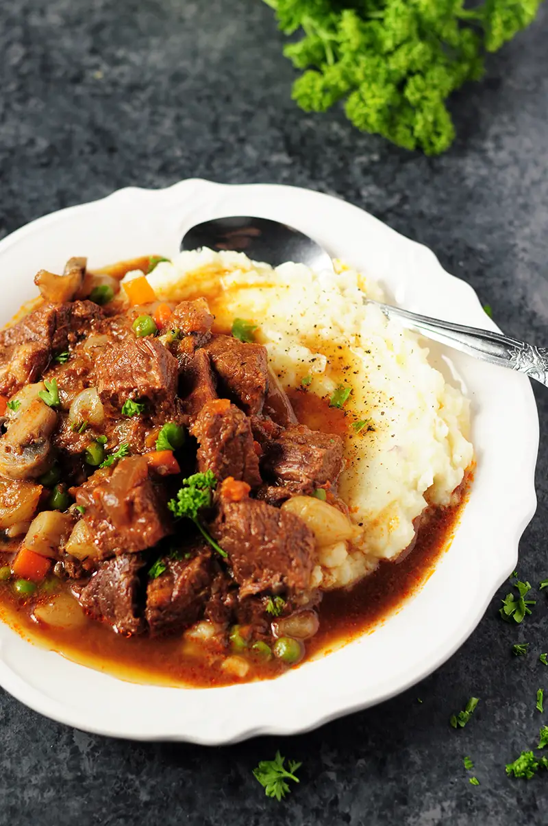 For a weeknight meal, this savory and scrumptious beef burgundy can be easily put together in a slow cooker to simplify the process!