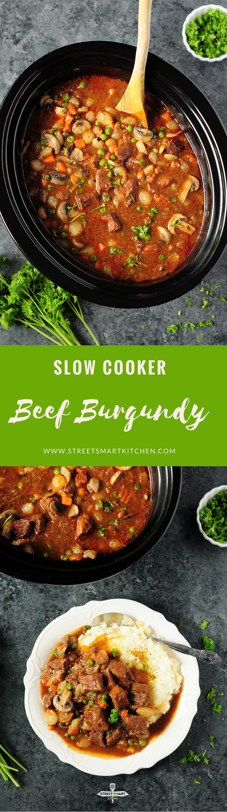 For a weeknight meal, this savory and scrumptious beef burgundy can be easily put together in a slow cooker to simplify the process!