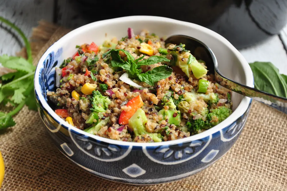 Slow Cooker Vegetable Quinoa Medley in a bow