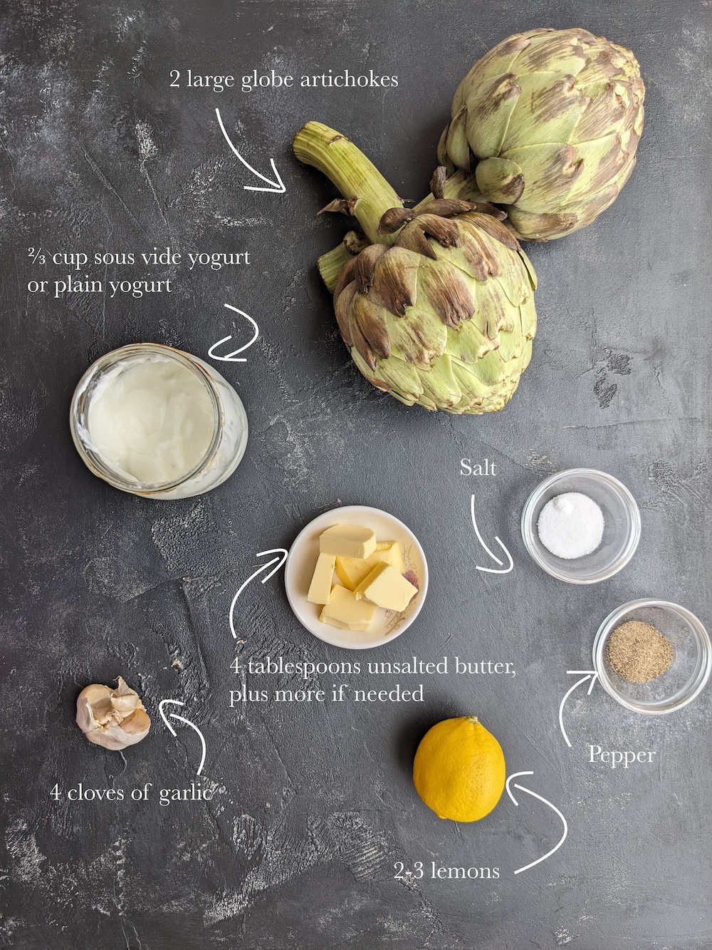 Sous Vide Artichokes with Yogurt Sauce-Ingredients