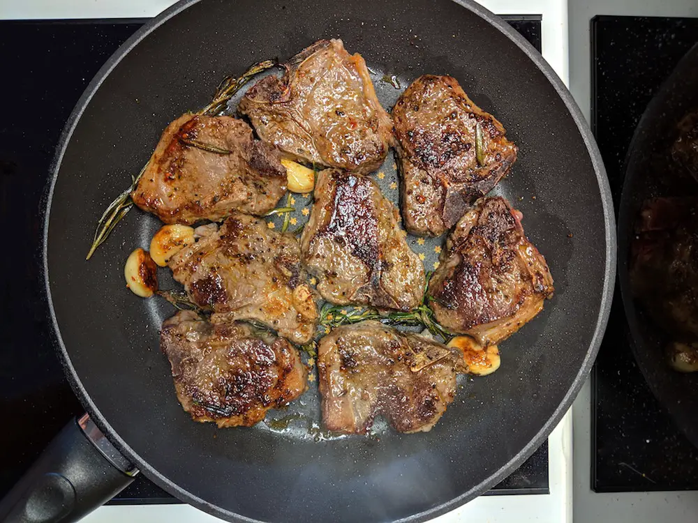 Sous Vide Lamb Chops - finishing sear