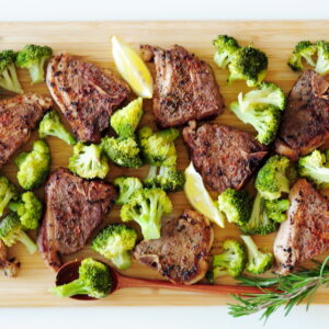 Sous Vide Lamb Chops with Steamed Broccoli