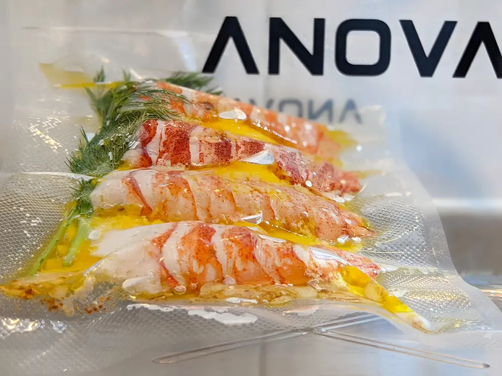 Cooking lobster tail sous vide in Anova sous vide container