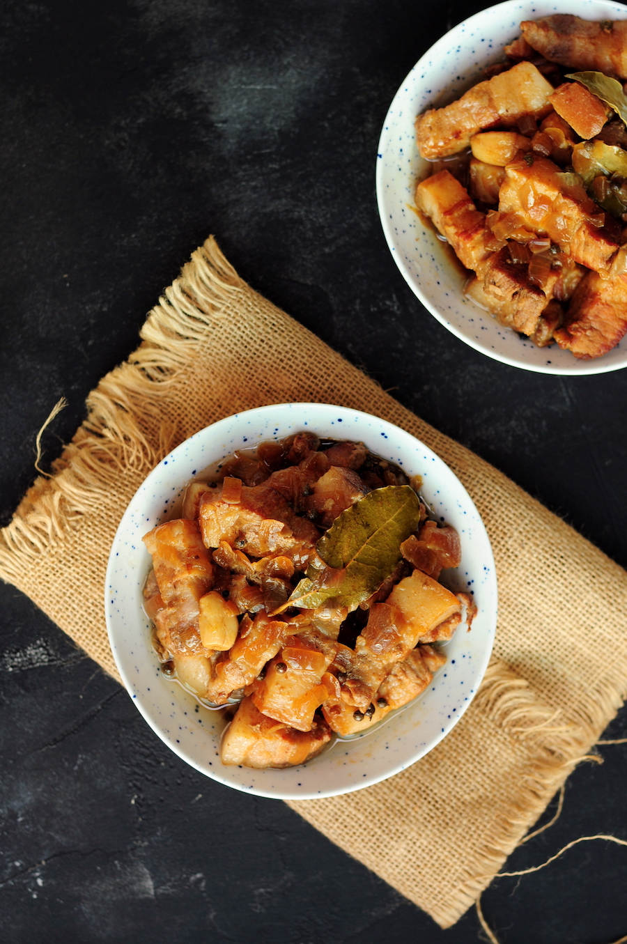 sous vide pork adobo in a bowl